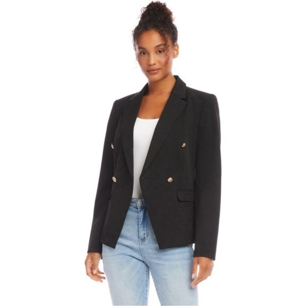 Karen Kane Double Breasted Black Blazer NWT Gold Button Peak Lapel Tailored